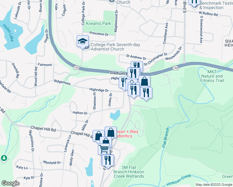 map of restaurants, bars, coffee shops, grocery stores, and more near 1613 Norma Court in Columbia