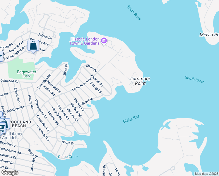 map of restaurants, bars, coffee shops, grocery stores, and more near 831 Shore Drive in Edgewater