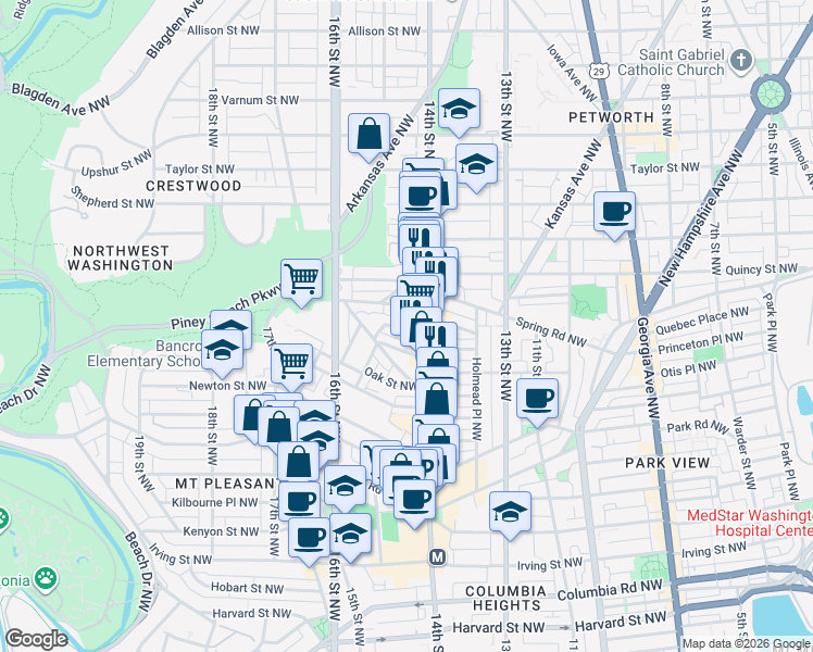 map of restaurants, bars, coffee shops, grocery stores, and more near 101 Independence Avenue Southeast in Washington