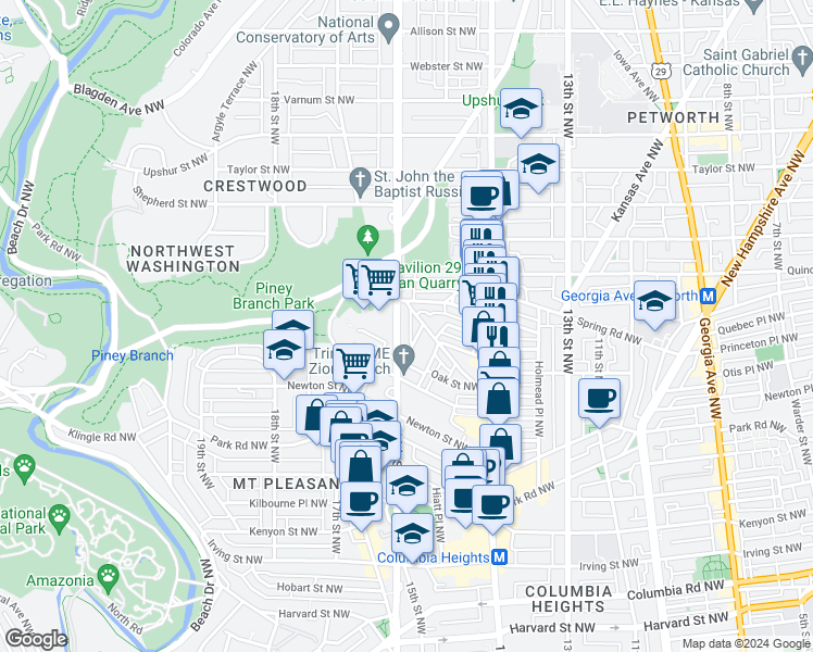 map of restaurants, bars, coffee shops, grocery stores, and more near 101 Independence Avenue Southeast in Washington