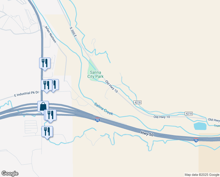 map of restaurants, bars, coffee shops, grocery stores, and more near 1591 South River Rock Way in Salina