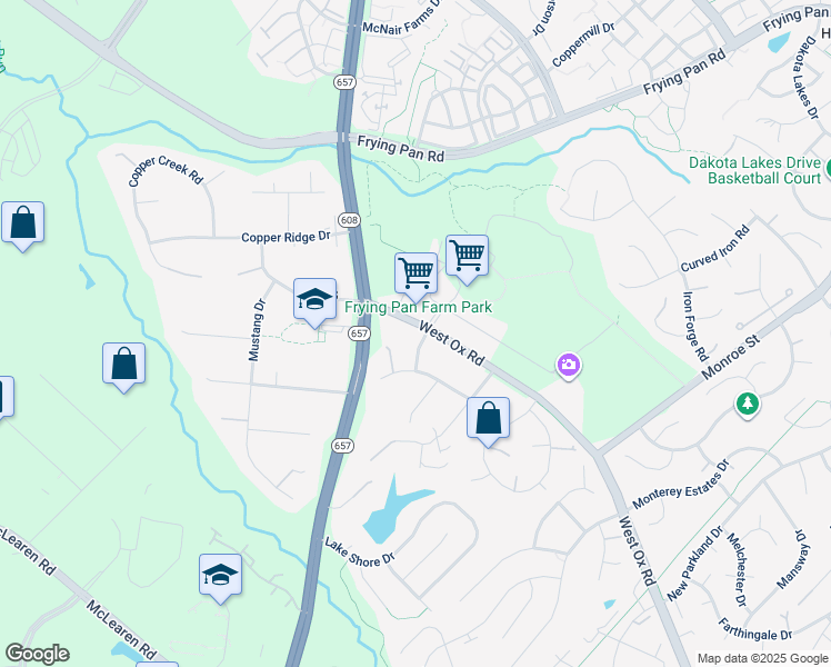 map of restaurants, bars, coffee shops, grocery stores, and more near 2700 Rogers Lane in Herndon