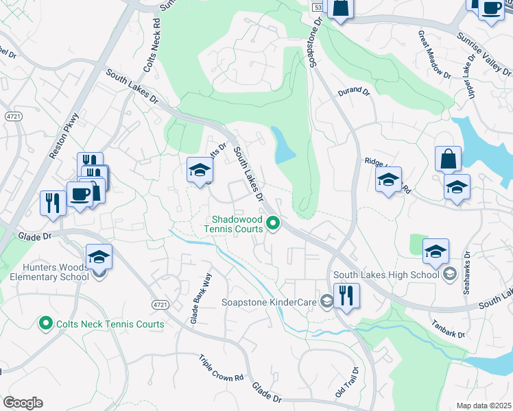 map of restaurants, bars, coffee shops, grocery stores, and more near 11737 Ledura Court in Reston