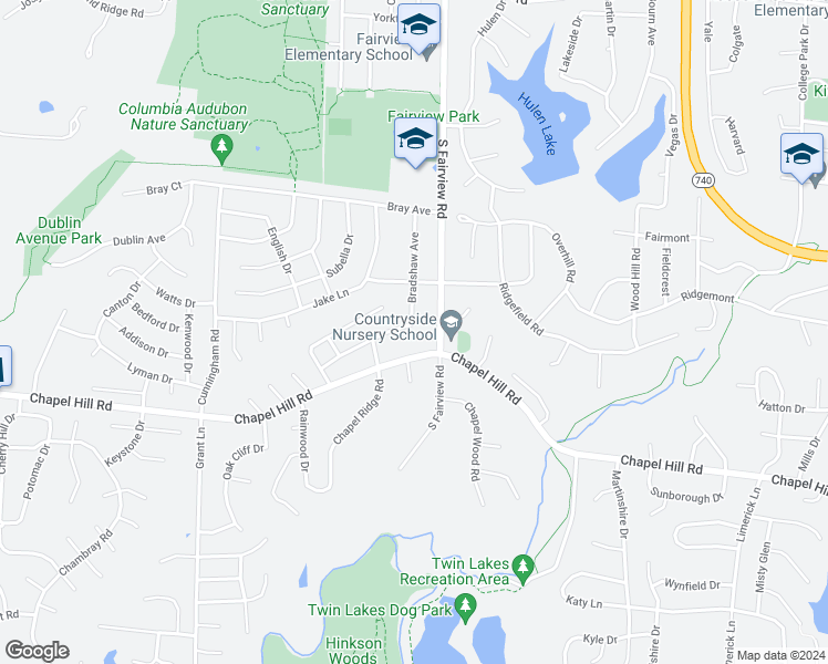 map of restaurants, bars, coffee shops, grocery stores, and more near 1320 Bradshaw Avenue in Columbia