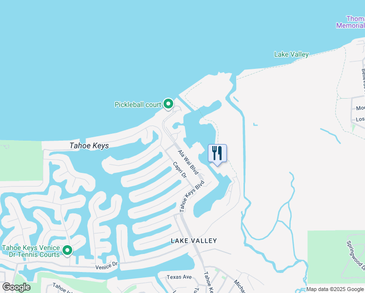 map of restaurants, bars, coffee shops, grocery stores, and more near 439 Ala Wai Boulevard in South Lake Tahoe