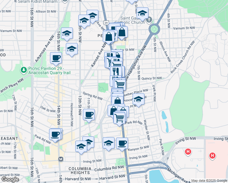 map of restaurants, bars, coffee shops, grocery stores, and more near 101 Independence Avenue Southeast in Washington