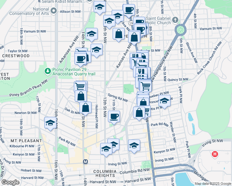 map of restaurants, bars, coffee shops, grocery stores, and more near 101 Independence Avenue Southeast in Washington