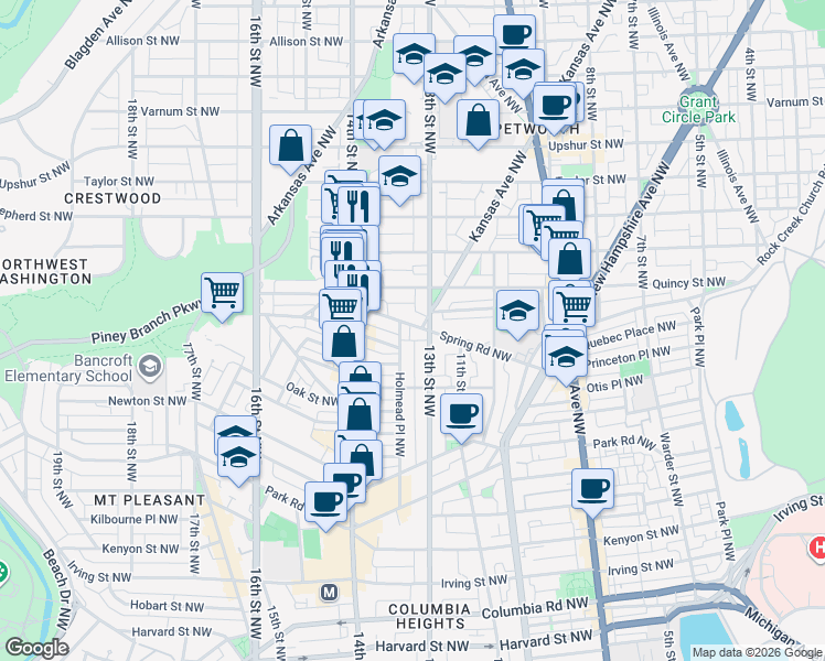 map of restaurants, bars, coffee shops, grocery stores, and more near 101 Independence Avenue Southeast in Washington