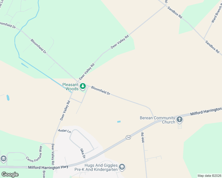 map of restaurants, bars, coffee shops, grocery stores, and more near 1615 Bloomfield Drive in Harrington