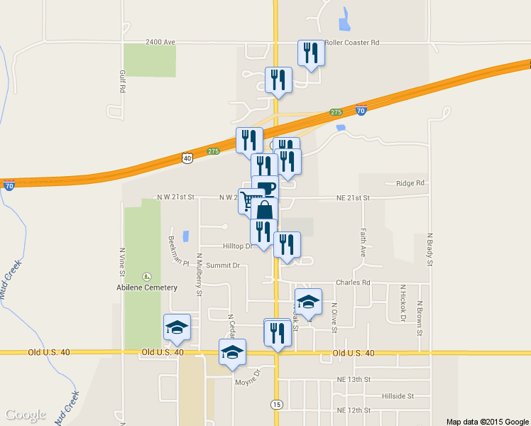 map of restaurants, bars, coffee shops, grocery stores, and more near 2000 N Buckeye Ave in Abilene