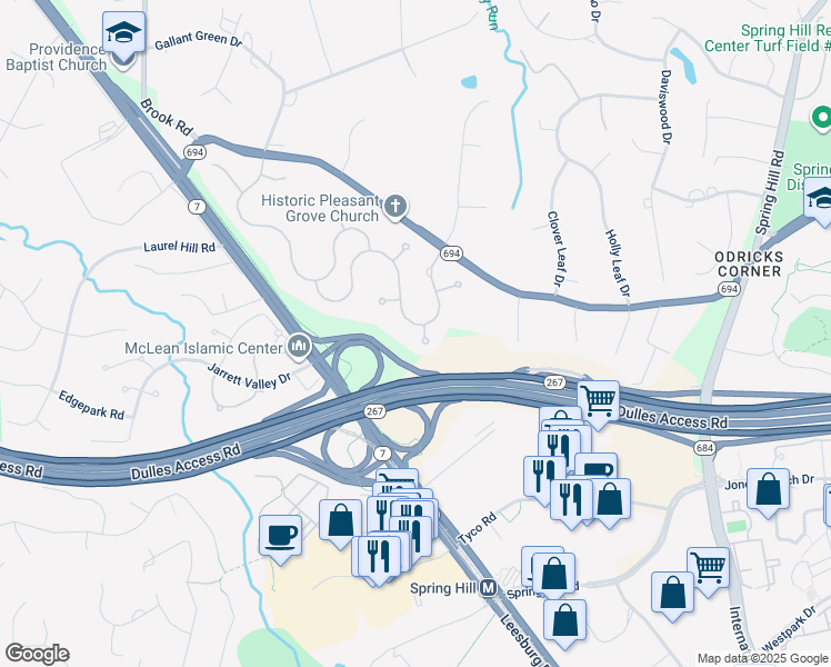 map of restaurants, bars, coffee shops, grocery stores, and more near 1427 Mayhurst Boulevard in McLean