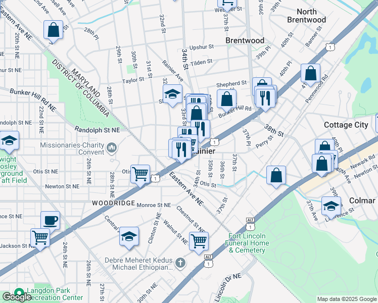 map of restaurants, bars, coffee shops, grocery stores, and more near 101 Independence Avenue Southeast in Washington