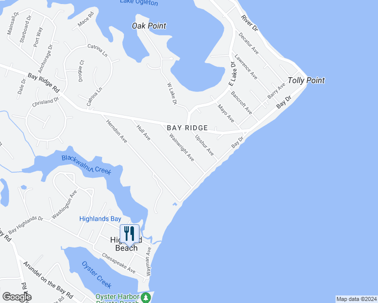 map of restaurants, bars, coffee shops, grocery stores, and more near 19 Wainwright Avenue in Annapolis