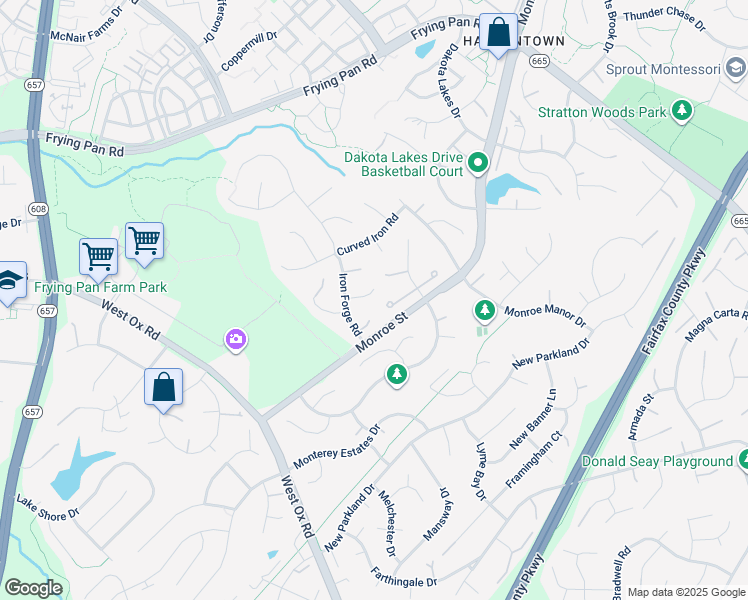 map of restaurants, bars, coffee shops, grocery stores, and more near 13105 Anvil Place in Herndon