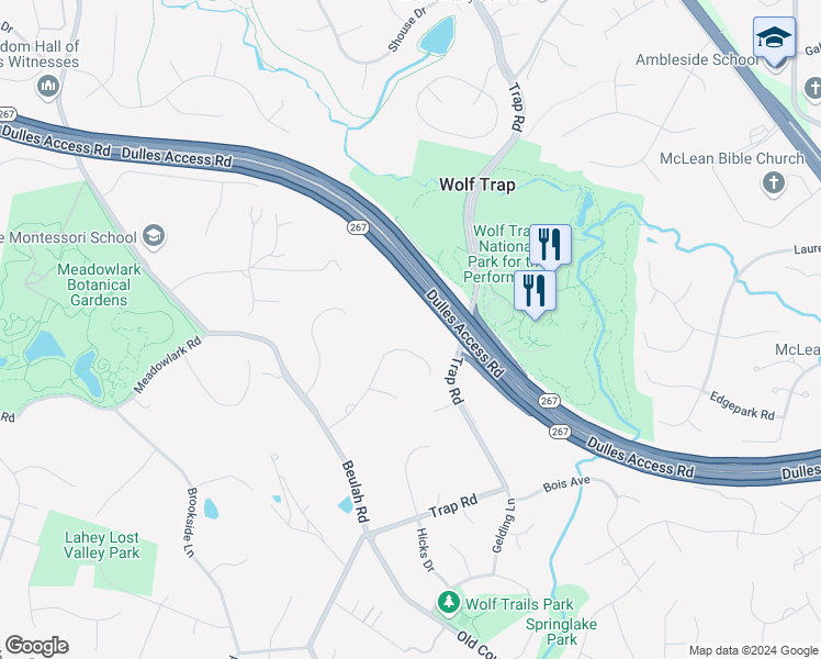 map of restaurants, bars, coffee shops, grocery stores, and more near 9330 Campbell Road in Vienna