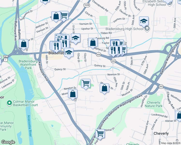 map of restaurants, bars, coffee shops, grocery stores, and more near 101 Independence Avenue Southeast in Washington