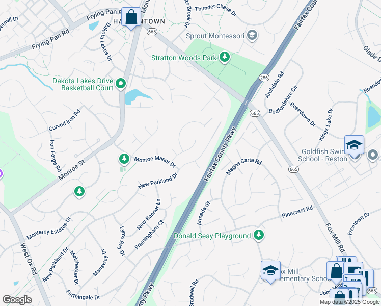 map of restaurants, bars, coffee shops, grocery stores, and more near 2513 Camberwell Court in Herndon