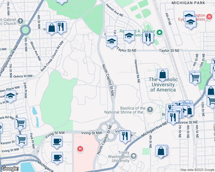 map of restaurants, bars, coffee shops, grocery stores, and more near 101 Independence Avenue Southeast in Washington