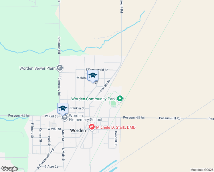 map of restaurants, bars, coffee shops, grocery stores, and more near 324 McKinley Street in Worden
