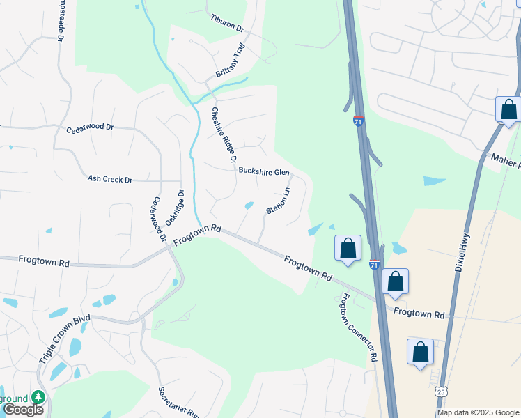 map of restaurants, bars, coffee shops, grocery stores, and more near 677 Buckshire Glen in Florence