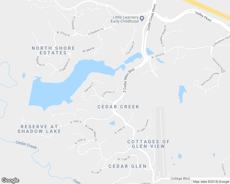 map of restaurants, bars, coffee shops, grocery stores, and more near Glenview Lane in Olathe