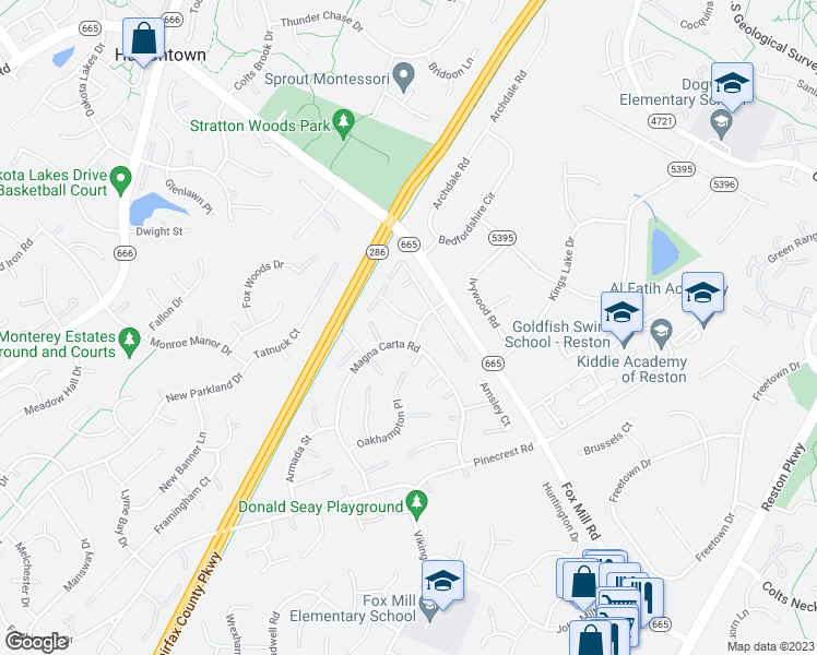 map of restaurants, bars, coffee shops, grocery stores, and more near 2456 Keele Drive in Herndon