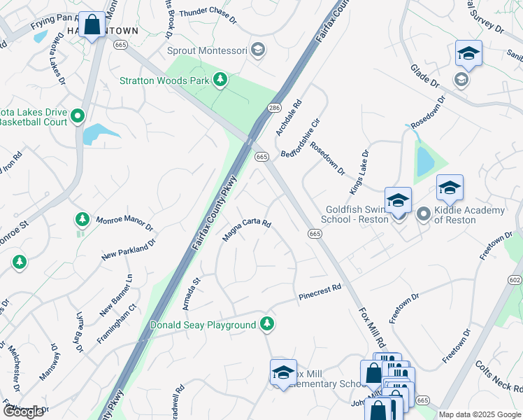 map of restaurants, bars, coffee shops, grocery stores, and more near 2456 Keele Drive in Herndon