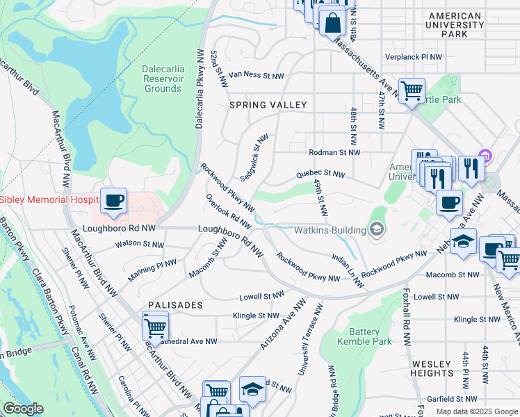 map of restaurants, bars, coffee shops, grocery stores, and more near 4975 Rockwood Parkway Northwest in Washington