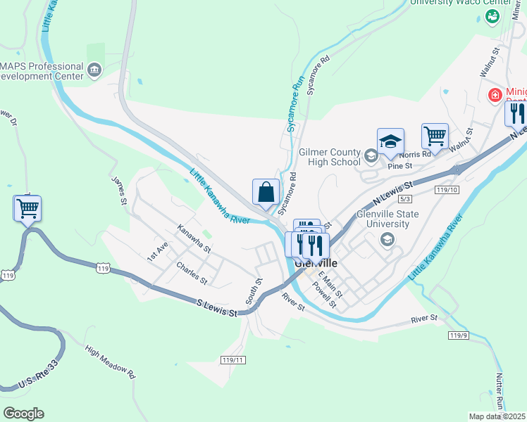 map of restaurants, bars, coffee shops, grocery stores, and more near 226 West Main Street in Glenville