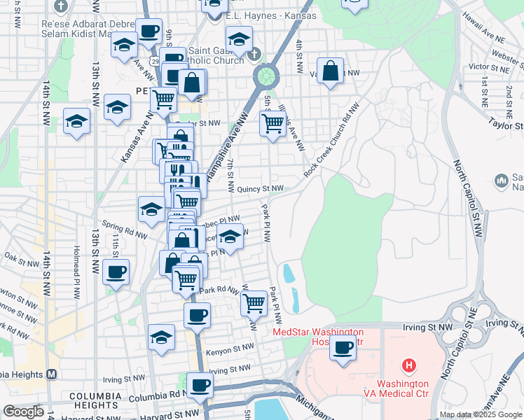 map of restaurants, bars, coffee shops, grocery stores, and more near 3666 Park Place Northwest in Washington