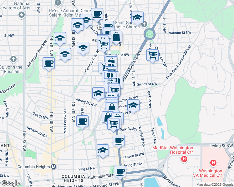 map of restaurants, bars, coffee shops, grocery stores, and more near 3709 New Hampshire Avenue Northwest in Washington