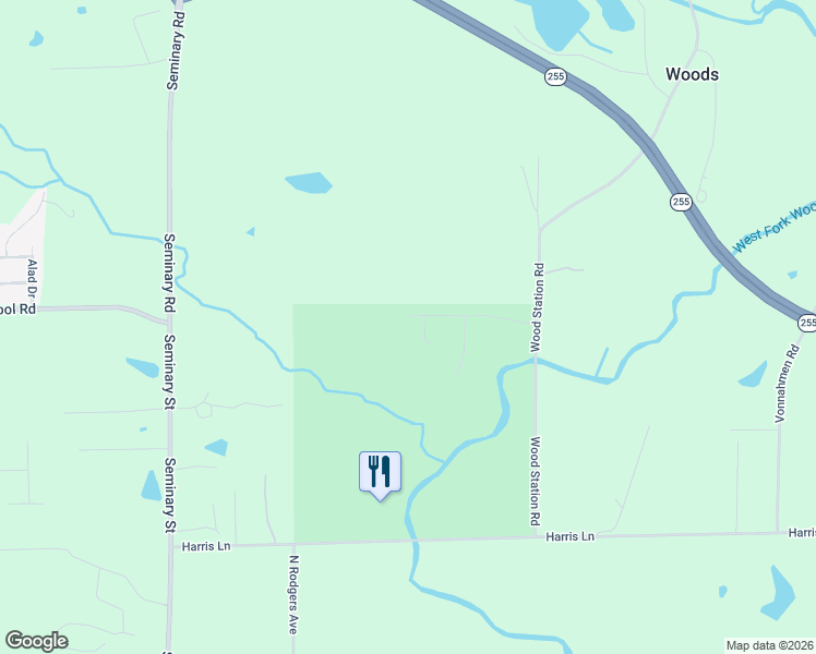 map of restaurants, bars, coffee shops, grocery stores, and more near 134 Woodland Hills Drive in Alton