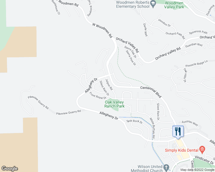 map of restaurants, bars, coffee shops, grocery stores, and more near 7305 Julynn Road in Colorado Springs