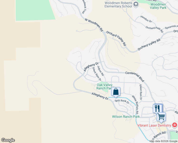 map of restaurants, bars, coffee shops, grocery stores, and more near 7310 Brentford Drive in Colorado Springs