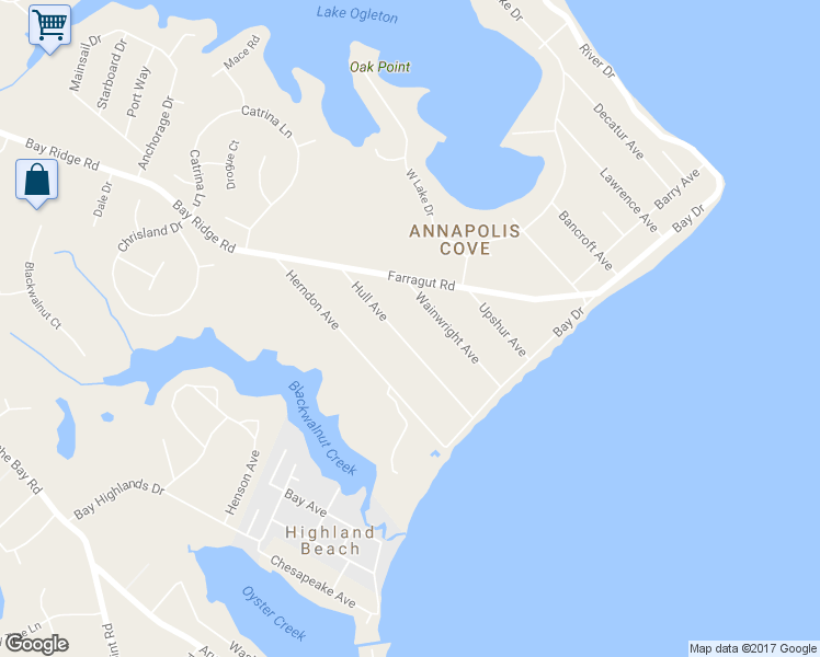 map of restaurants, bars, coffee shops, grocery stores, and more near 37 Hull Avenue in Annapolis