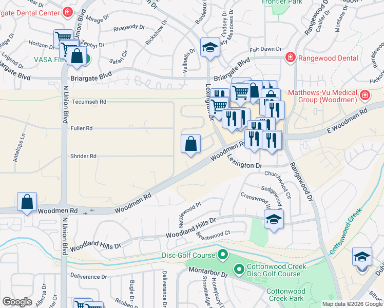 map of restaurants, bars, coffee shops, grocery stores, and more near 7360 Liberty Bell Drive in Colorado Springs