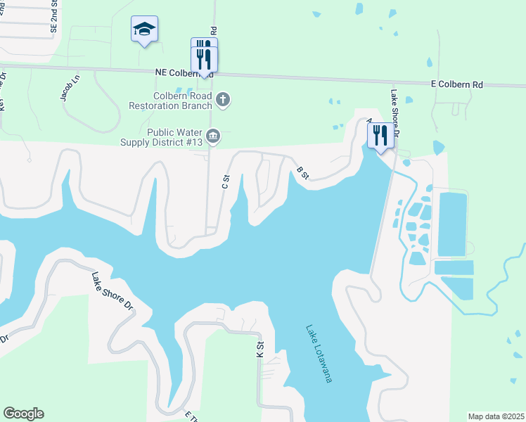 map of restaurants, bars, coffee shops, grocery stores, and more near 19C G Street in Lake Lotawana