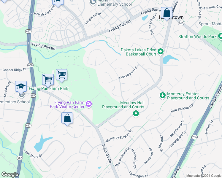 map of restaurants, bars, coffee shops, grocery stores, and more near 13121 Farmsted Court in Herndon