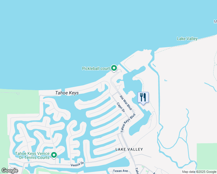 map of restaurants, bars, coffee shops, grocery stores, and more near 374 Beach Drive in South Lake Tahoe