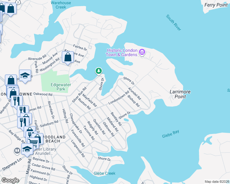 map of restaurants, bars, coffee shops, grocery stores, and more near 1500 Fullerton Road in Edgewater