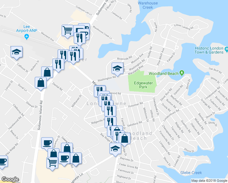 map of restaurants, bars, coffee shops, grocery stores, and more near 118 Oakwood Road in Edgewater