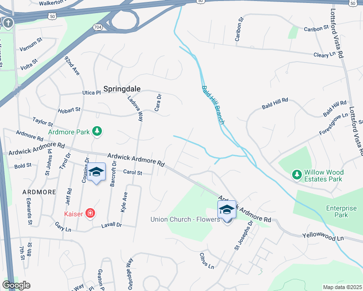 map of restaurants, bars, coffee shops, grocery stores, and more near 3402 Heidi Lane in Springdale