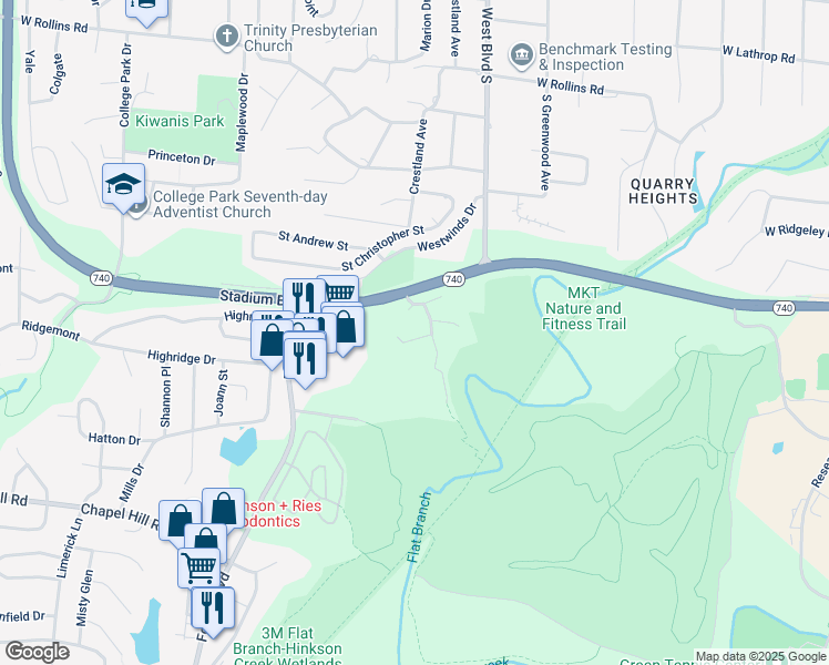 map of restaurants, bars, coffee shops, grocery stores, and more near 1107 Chantilly Court in Columbia
