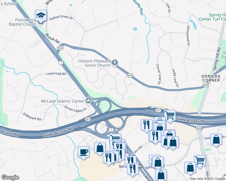 map of restaurants, bars, coffee shops, grocery stores, and more near 1435 Mayhurst Boulevard in McLean