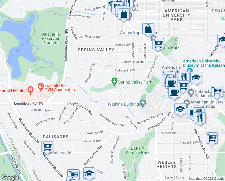 map of restaurants, bars, coffee shops, grocery stores, and more near 4923 Hillbrook Lane Northwest in Washington