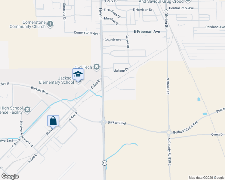 map of restaurants, bars, coffee shops, grocery stores, and more near 111 Stevens Drive in Seymour