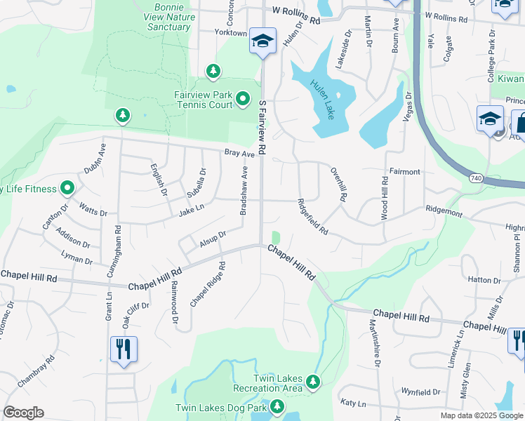 map of restaurants, bars, coffee shops, grocery stores, and more near 2805 Wolf Creek Ct in Columbia