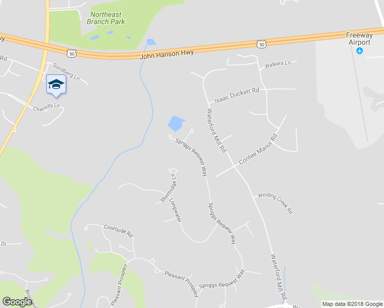 map of restaurants, bars, coffee shops, grocery stores, and more near 3216 Spriggs Request Way in Bowie