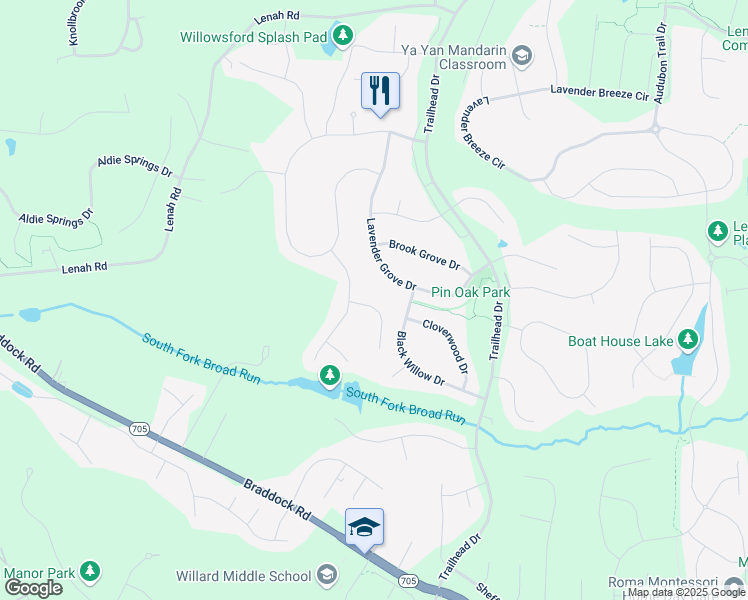 map of restaurants, bars, coffee shops, grocery stores, and more near 40950 Bruzzo Woods Court in Stone Ridge