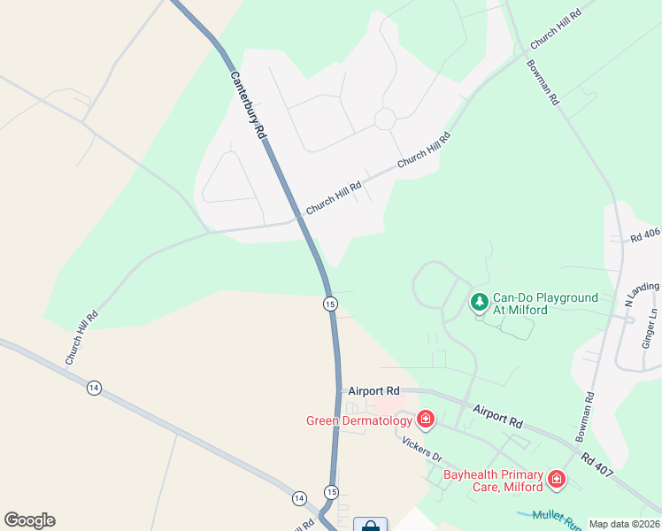 map of restaurants, bars, coffee shops, grocery stores, and more near 700 Canterbury Road in Milford